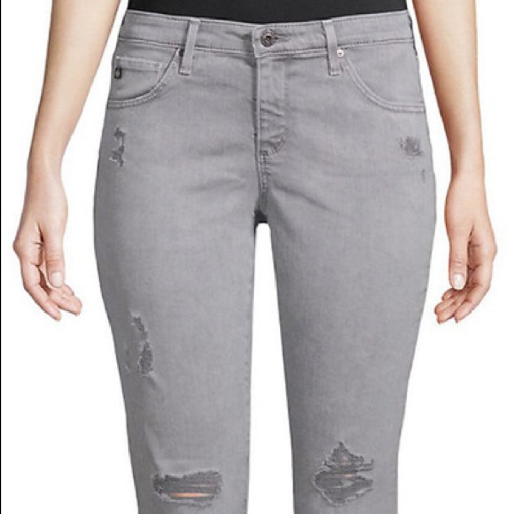 AG Legging Light Grey Distressed Denim